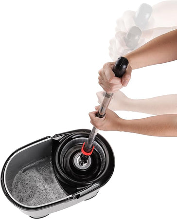 Secchio lavapavimenti "Super mop" con strizzatoio con manico allungabile fino a 110 cm
