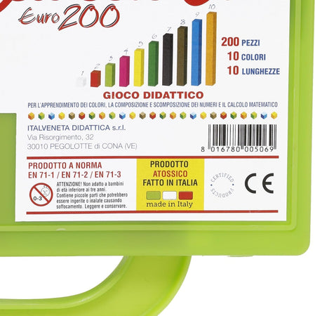ITALVENETA DIDATTICA - VALIGETTA REGOLI IN COLORE 200 PEZZI POOL OVER