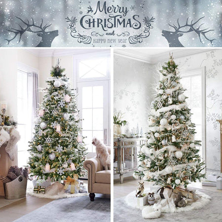 Copri base Bianco per Albero di Natale a pelo sintetico lungo tondo