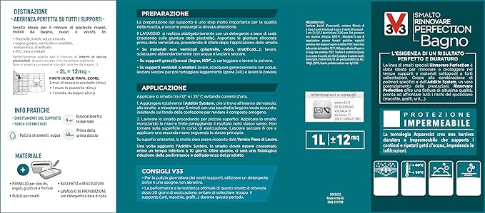 V33 - SMALTO RINNOVARE PERFECTION BAGNO 750ML BLU PETROLIO SATINATO