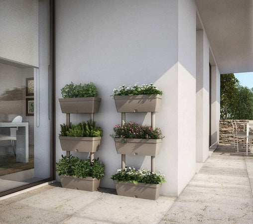 Fioriere verticali in resina Tortora per piante e fiori 50 x h 100 cm "Made in Italy"