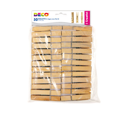 Mollette In Legno Busta Da 50Pz Dim. 72X10Mm Deco