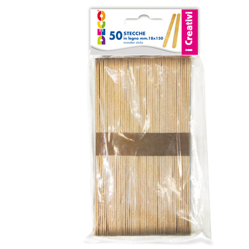 Stecche In Legno 50Pz Dim. 18X150Mm Deco