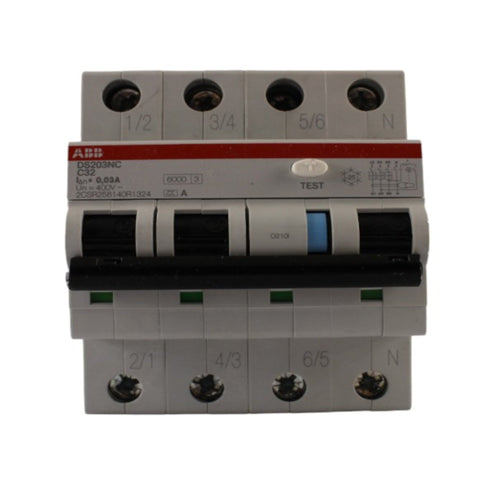 Interruttore magnetotermico differenziale classe A 0,03A 3P+N 32A curva C ABB