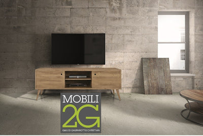 MOBILI 2G - PORTA TV IN LEGNO ABETE SPAZZOLATO NATURALE 160X45X55