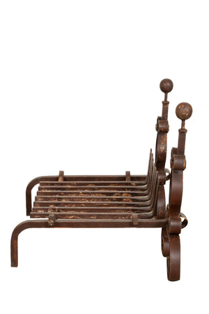 Biscottini Coppia di alari con braciere L70xPR50xH50 cm in ferro battuto Stabile composto