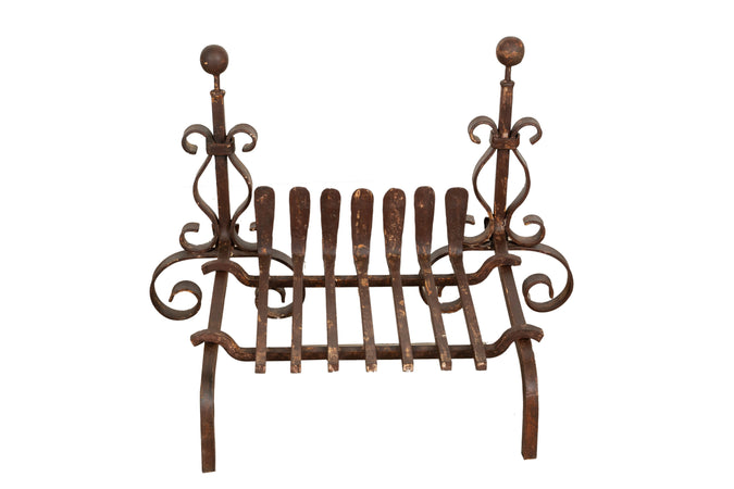 Biscottini Coppia di alari con braciere L70xPR50xH50 cm in ferro battuto Stabile composto