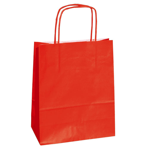 25 Shoppers Carta Kraft 14X9X20Cm Twisted Rosso