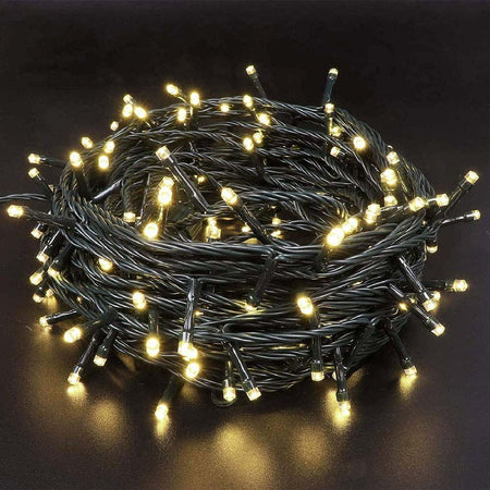 Catena Luminosa 300 LED Mini Lucciole Bianco Caldo 8Funzioni Interno Esterno