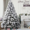 Albero di Natale Innevato 180 cm Folto Realistico 955 Punte PVC Base Metallo