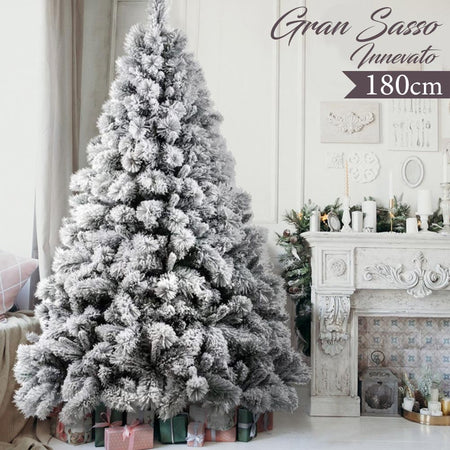 Albero di Natale Innevato 180 cm Folto Realistico 955 Punte PVC Base Metallo