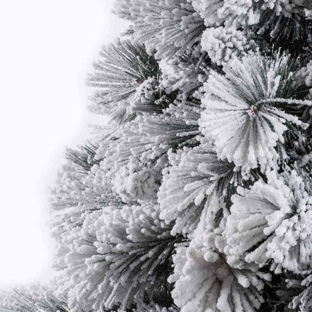 Albero di Natale Innevato 180 cm Folto Realistico 955 Punte PVC Base Metallo