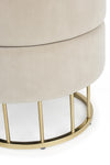 Pouf contenitore tondo con piede ottone Pavlina seduta in velluto arredamento moderno