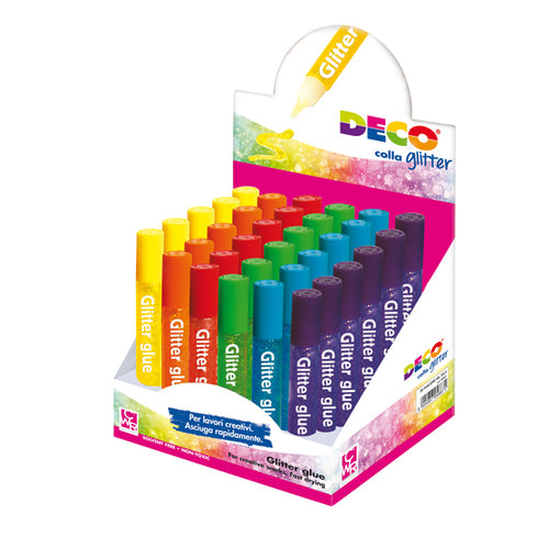 Display Colla Glitter 30 Penne 10,5Ml Colori Assortiti Pastello Deco