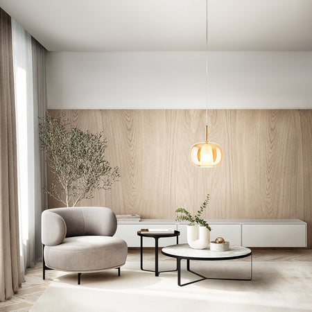 Vetro Borosilicato Contemporaneo Rain Ambra Trasparente D22,5 Senza Rosone
