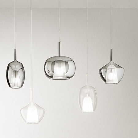 Vetro Borosilicato Contemporaneo Rain Fumè Specchiato D20 Senza Rosone