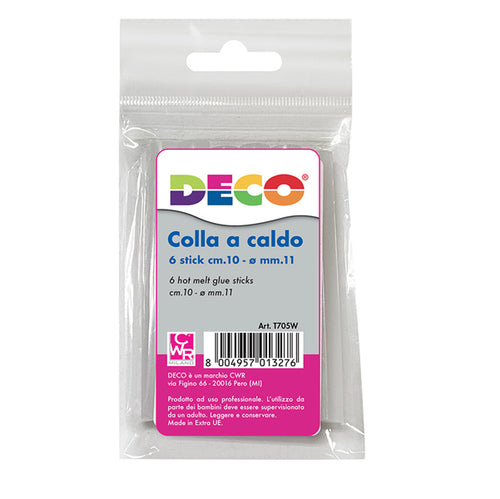 6 Stick Colle Per Pistola Grande Ty102M Diam. 11Mm - Lungh. 10Cm Deco