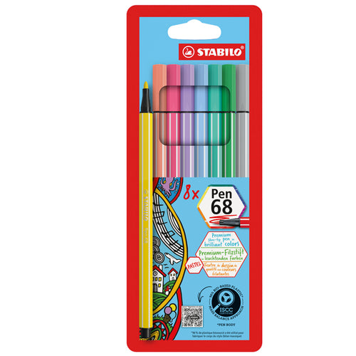 Astuccio 8 Pennarelli Stabilo Pen 68 Colori Pastelli