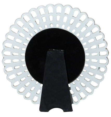 Biscottini Specchiera da appoggio diam.L21xPR2 cm finitura bianco anticato. Realizzata