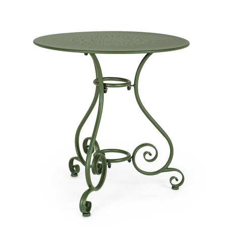 Set "Etienne" Tavolino tondo con poltrone colorate in acciaio verniciato a polvere per giardino e bar finitura opaca