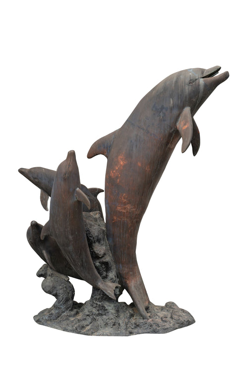 Biscottini Fontana decorativa Biscottini Delfini Bronzo Fusione Cera Persa 190x150x250