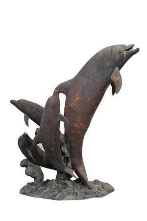 Biscottini Fontana decorativa Biscottini Delfini Bronzo Fusione Cera Persa 190x150x250