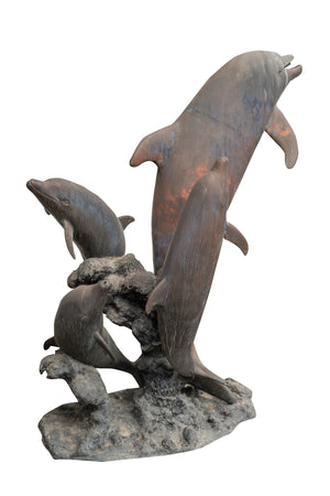 Biscottini Fontana decorativa Biscottini Delfini Bronzo Fusione Cera Persa 190x150x250