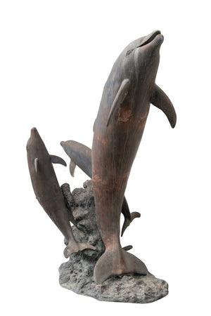 Biscottini Fontana decorativa Biscottini Delfini Bronzo Fusione Cera Persa 190x150x250