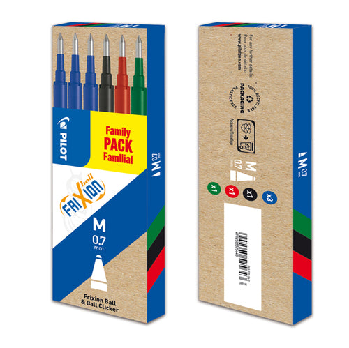 Set 6 Refill Frixionball 0.7Mm 3 Blu,1 Nero, 1 Rosso, 1 Verde Pilot