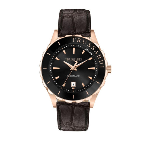 Orologio TRUSSARDI uomo T-logo Automatico pelle marrone / nero