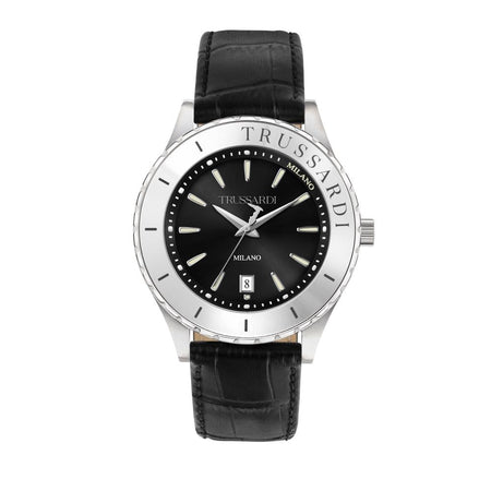 Orologio TRUSSARDI uomo T-logo datario pelle / nero