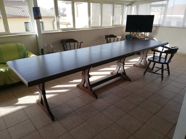 MOBILI 2G - Tavolo Fratino Allungabile In Legno Tinta Noce Bassano Arte Povera 180x85 Sala e Taverna (485)