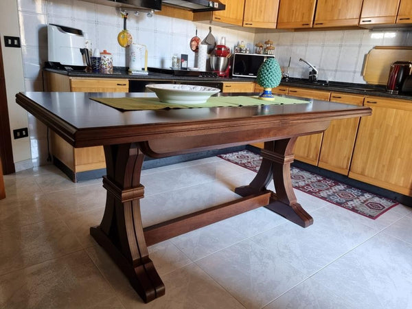 MOBILI 2G - Tavolo Fratino Allungabile In Legno Tinta Noce Bassano Arte Povera 180x85 Sala e Taverna (485)