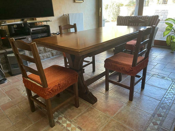 MOBILI 2G - Tavolo Fratino Allungabile In Legno Tinta Noce Bassano Arte Povera 180x85 Sala e Taverna (485)