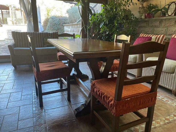 MOBILI 2G - Tavolo Fratino Allungabile In Legno Tinta Noce Bassano Arte Povera 180x85 Sala e Taverna (485)