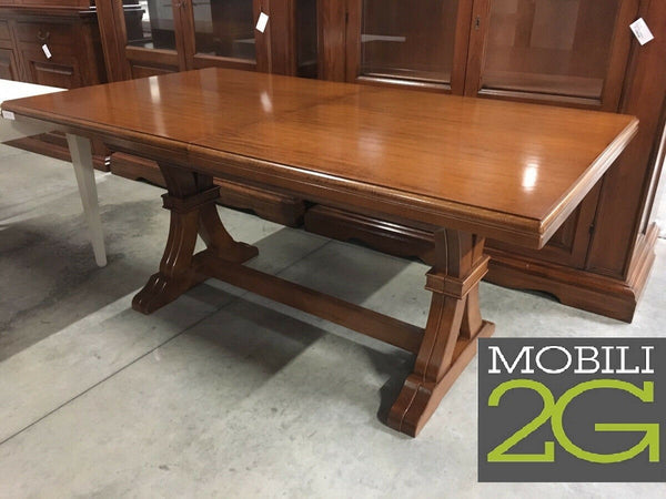 MOBILI 2G - Tavolo Fratino Allungabile In Legno Tinta Noce Bassano Arte Povera 180x85 Sala e Taverna (485)