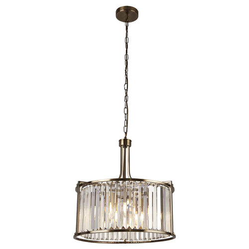 Lampadario Tondo Contemporaneo Victoria Acciaio Adjustable Vetro 5 Luci E27
