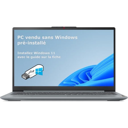 Laptop Lenovo Ultrasottile 15 82XQ00EMFR  15'' FHD 250N - Ryzen 3-7320U - RAM DDR5 da 8 GB - SSD da 512 GB - Senza Windows - AZERTY