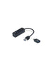 HUB 3 PORTE USB 3.2 GEN 1 (3.1 GEN 1) TYPE-A (HUBBIES04B) NERO CON ADATTATORE USB-C
