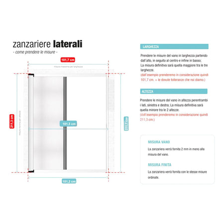 Zanzariera a carrarmato su misura ''Metra'' profilo Avorio apertura laterale (Made in Italy)
