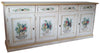 MOBILI 2G - Credenza 4 porte legno shabby bianco anticato decori ocra 205X42X86