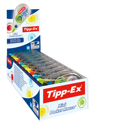 Box 10 Correttori A Nastro Mini Pocket Mouse 5Mmx6Mt Colori Fun Ass. Tipp-Ex