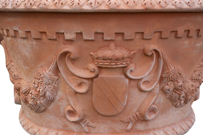 Biscottini Vaso Toscano invecchiato in terracotta toscana 100% Made in Italy interamente Lavorata a Mano L96xPR96xH74 cm