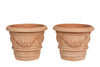 Biscottini Biscottini Set 2 Vasi Ceste Terracotta Fiori Artigianali 30x25 Made Italy