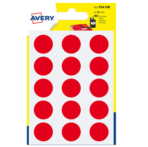 Blister 90 Etichetta Adesiva Tonda Psa Rosso D19Mm Avery
