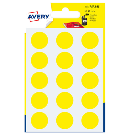 Blister 90 Etichetta Adesiva Tonda Psa Giallo D19Mm Avery