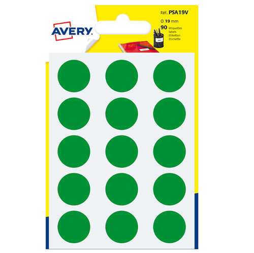 Blister 90 Etichetta Adesiva Tonda Psa Verde D19Mm Avery