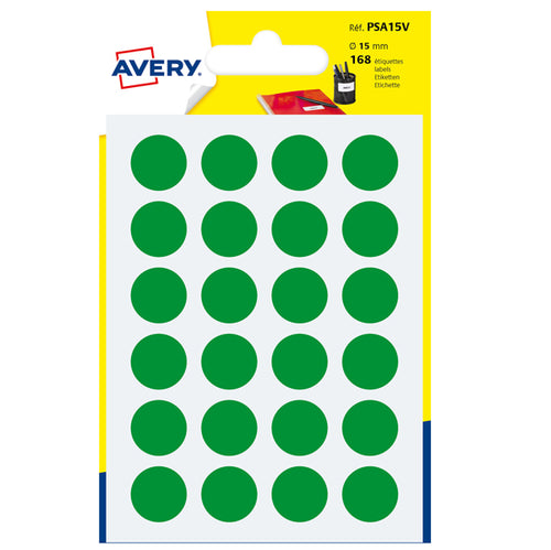 Blister 168 Etichetta Adesiva Tonda Psa Verde D15Mm Avery