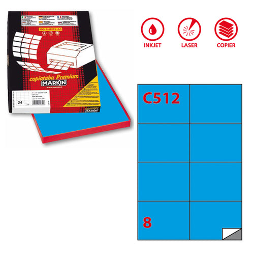 Etichetta Adesiva C/512 Blu 100Fg A4 105X74,25Mm (8Et/Fg Markin