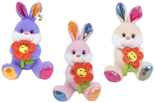 Peluche Coniglio Seduto con Fiore 23cm